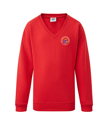 Classic V Neck Sweatshirt - PolyCotton (Red)